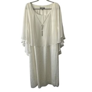 Glamour Nights Women’s Dress Attached Pendant Necklace Scarf Cape Size 22W